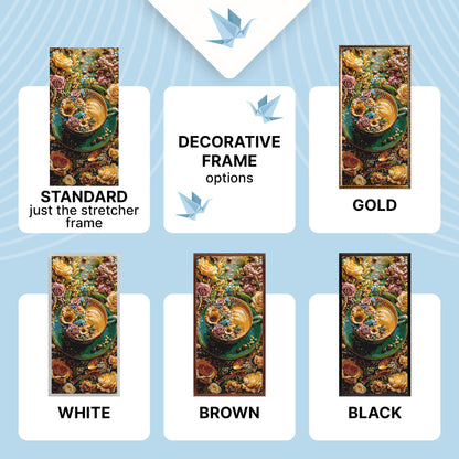 Malen nach Zahlen auf Keilrahmen 40×80 cm – Blumen. Blumen und Kaffee LW 5203