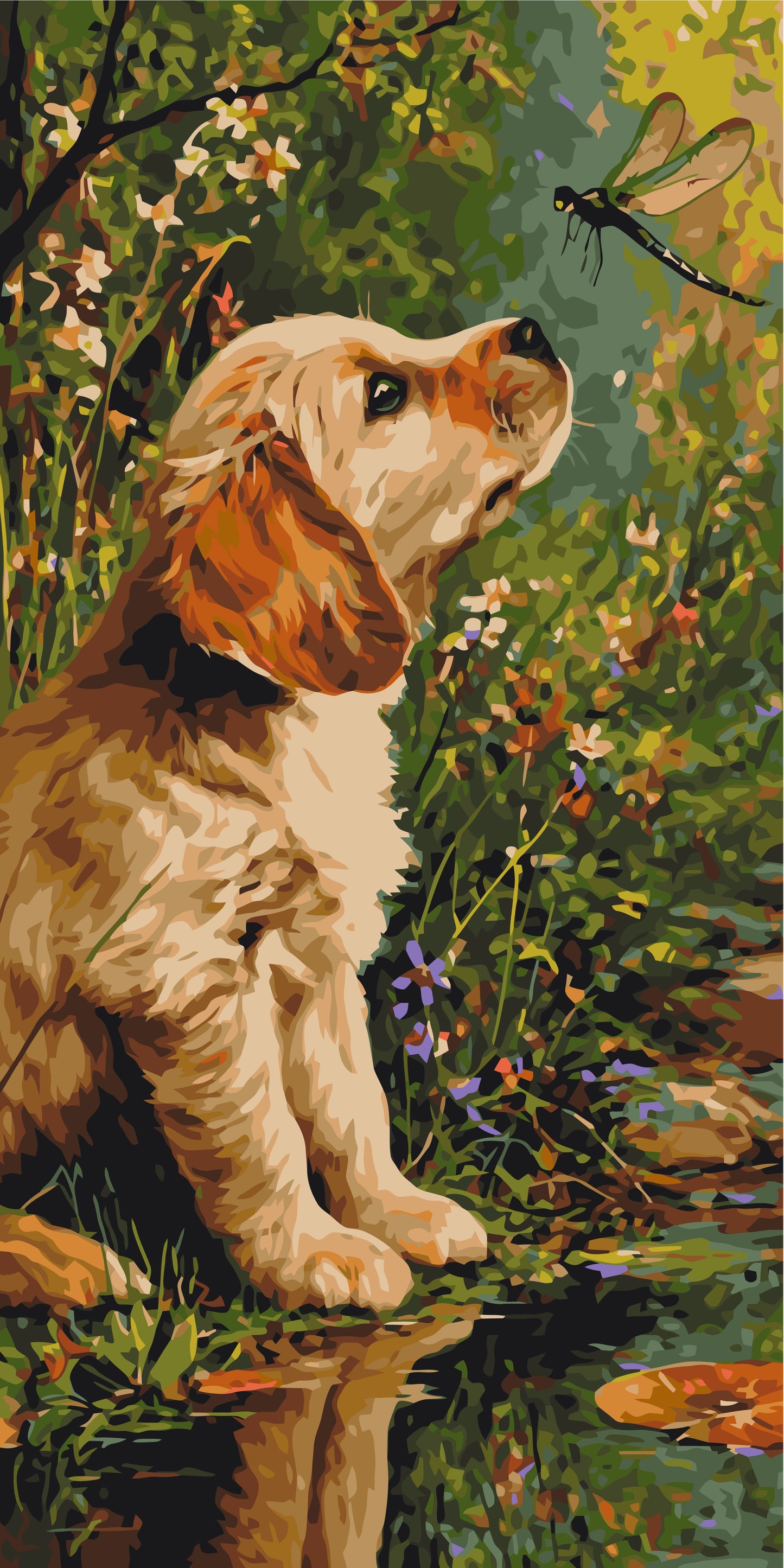 Malen nach Zahlen auf Keilrahmen 40×80 cm – Tiere. Hund und Insekten LW 5204