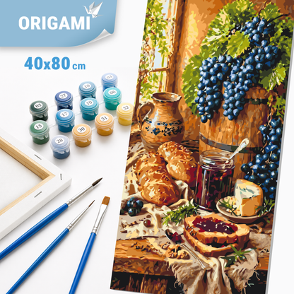 Malen nach Zahlen auf Keilrahmen 40×80 cm – Stillleben. Traubensinfonie LW 5208