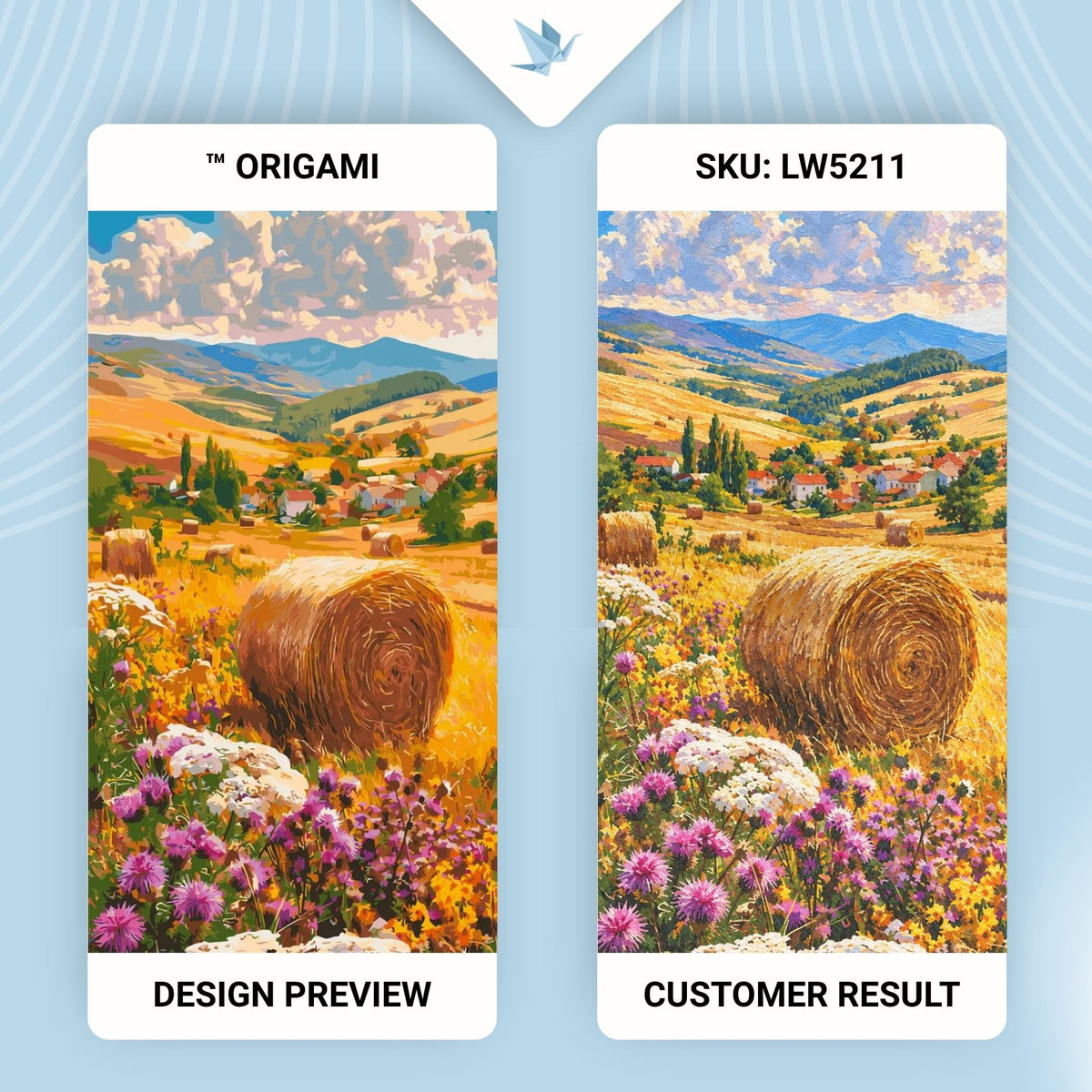 Malen nach Zahlen auf Keilrahmen 40×80 cm – Blumen inmitten der Ernte mit Metallicfarben – Landschaft/Blumen – LW 5211