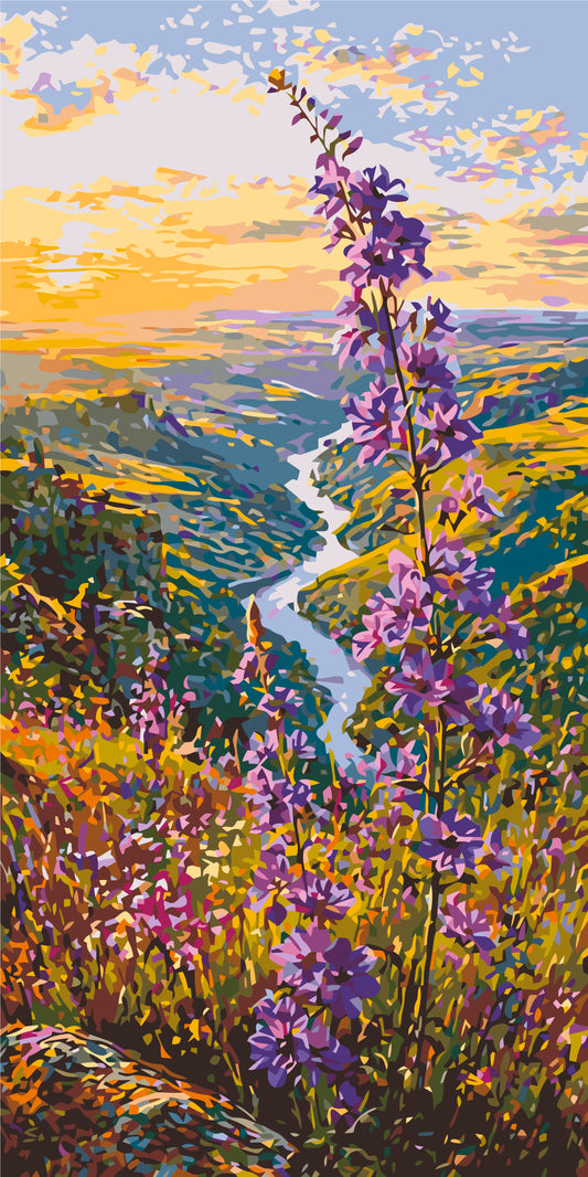 Malen nach Zahlen auf Keilrahmen 40×80 cm – Landschaft. Lavendelweg LW 5214