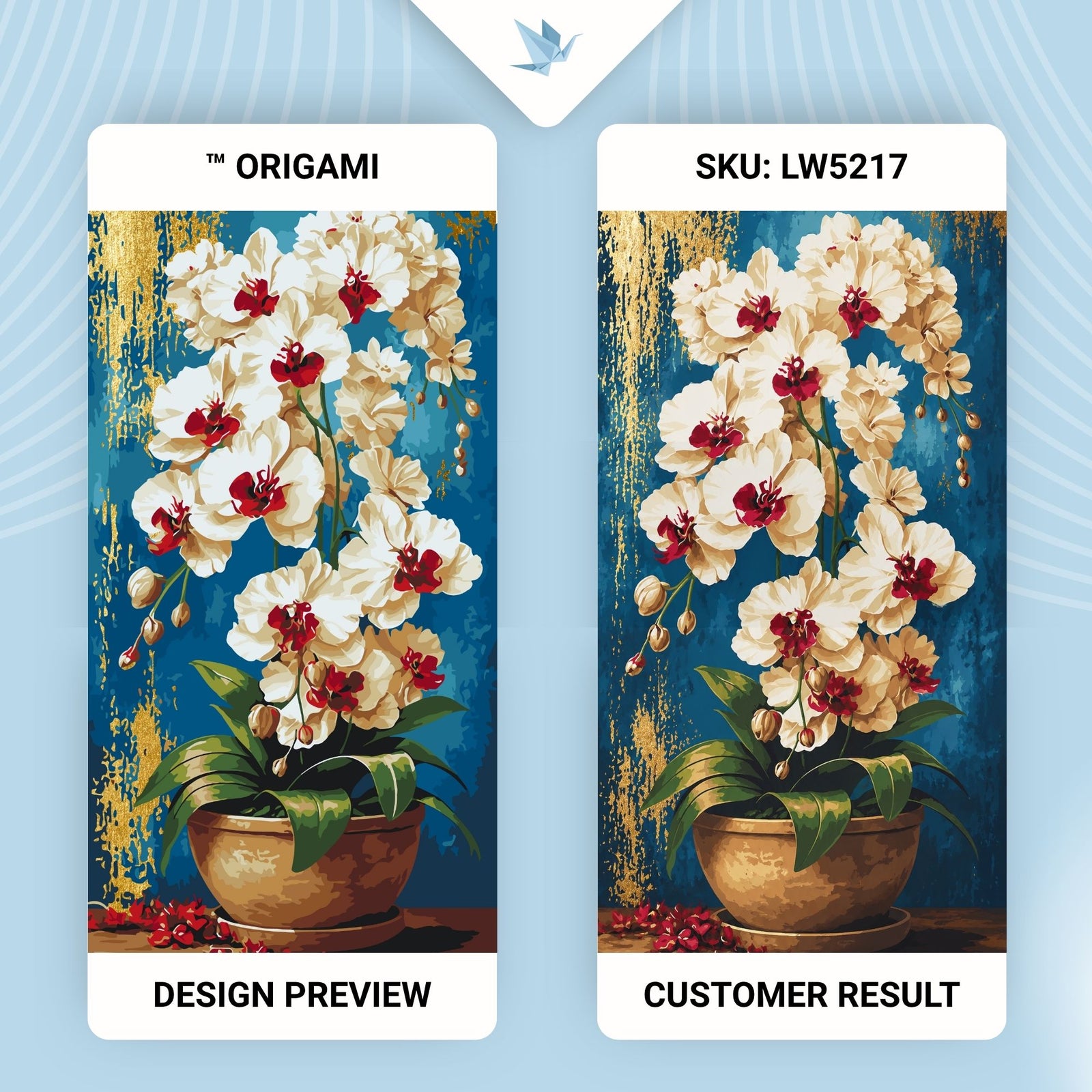 Malen nach Zahlen auf Keilrahmen 40×80 cm – Blumen mit Metallicfarben. Königliche Orchideen LW 5217