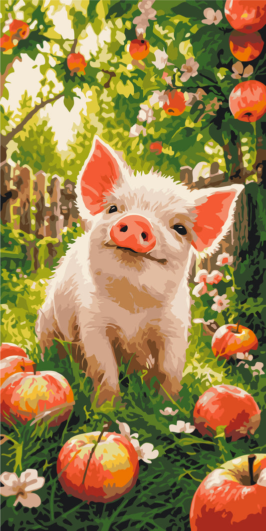 Malen nach Zahlen auf Keilrahmen 40×80 cm – Tiere. Glückliches Schweinchen LW 5222