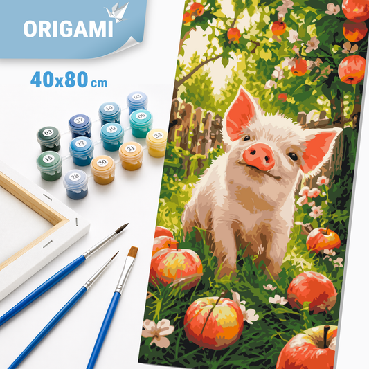 Malen nach Zahlen auf Keilrahmen 40×80 cm – Tiere. Glückliches Schweinchen LW 5222