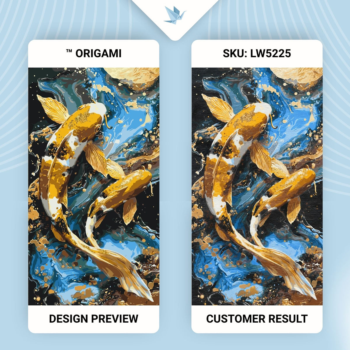Malen nach Zahlen auf Keilrahmen 40×80 cm – Koi-Fische mit Metallicfarben – Tiere – LW 5225