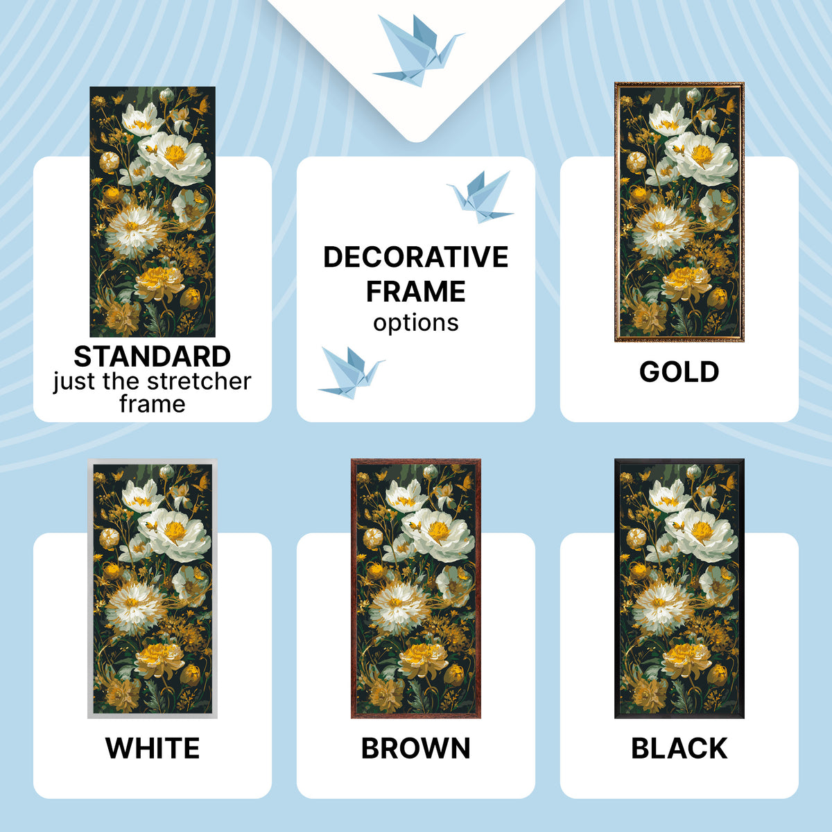 Malen nach Zahlen auf Keilrahmen 40×80 cm – Pfingstrosen mit Metallicfarben – Blumen – LW 5232