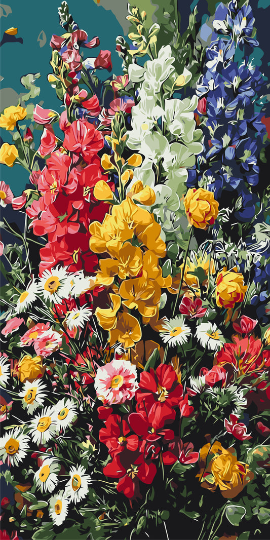 Malen nach Zahlen auf Keilrahmen 40×80 cm – Sonnige Symphonie – Blumen – LW 5245