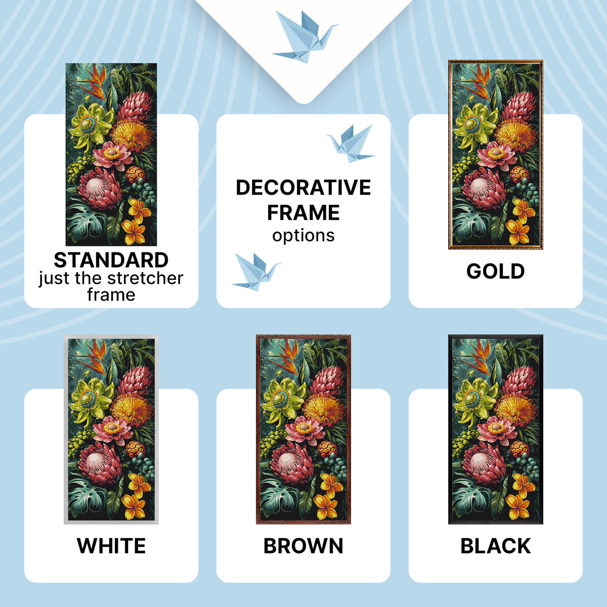 Malen nach Zahlen auf Keilrahmen 40×80 cm – Tropische Sinfonie – Blumen – LW 5251