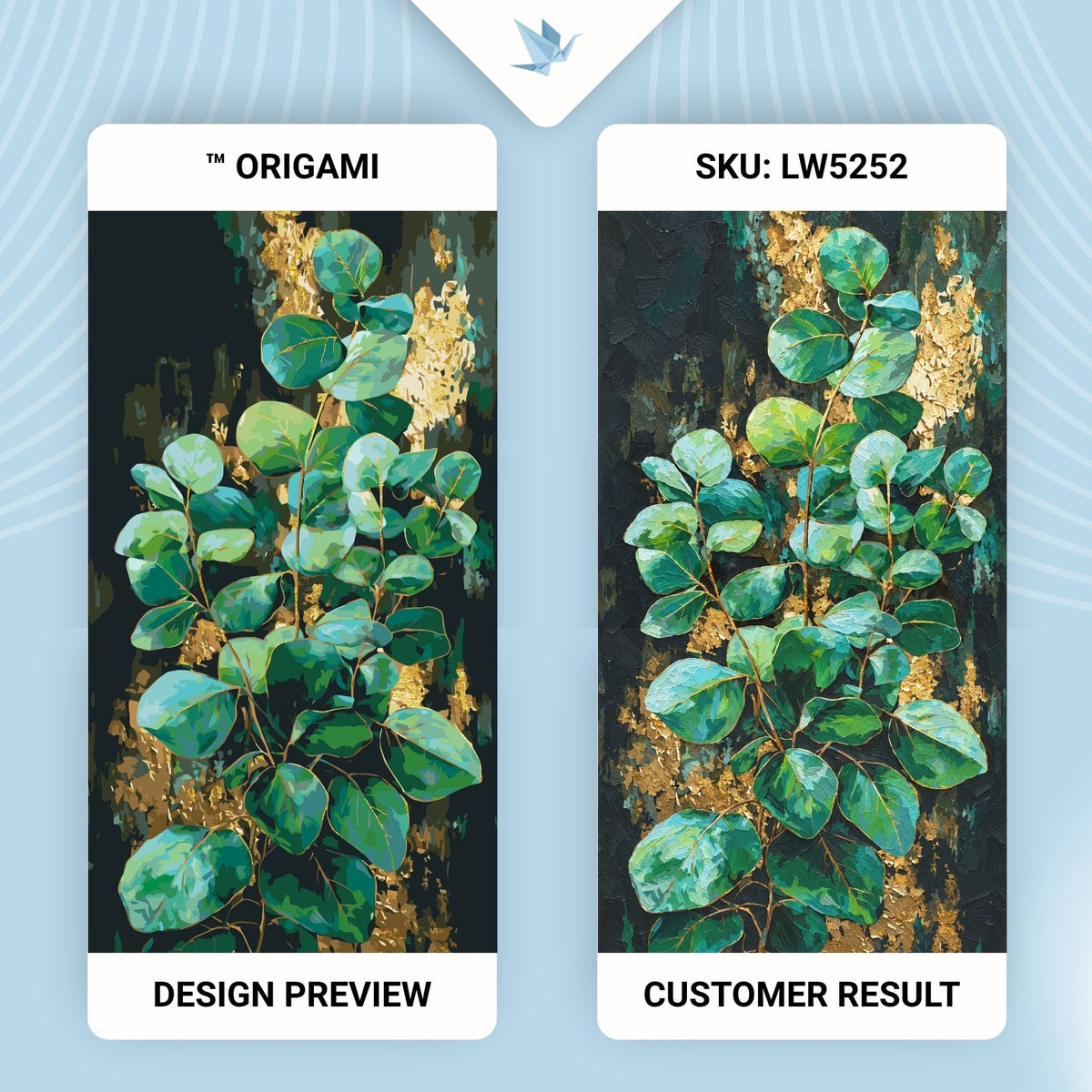 Malen nach Zahlen auf Keilrahmen 40×80 cm – Eukalyptus mit Metallicfarben – Blumen – LW 5252