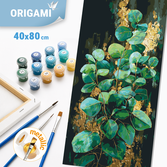 Paint by Numbers on a 40x80 cm frame - Eucalyptus - Flowers with Metallic Paints - LW 5252