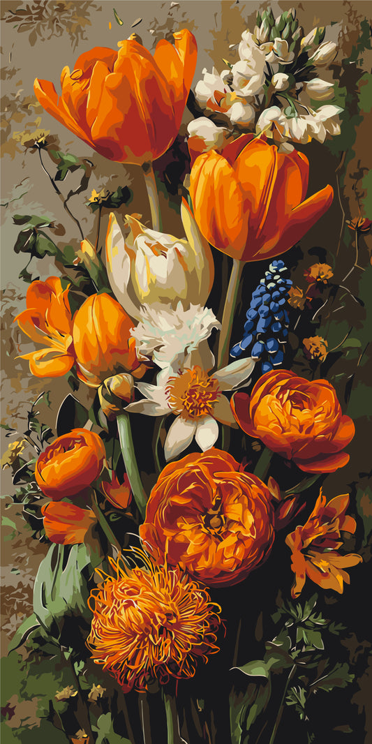 Malen nach Zahlen auf Keilrahmen 40×80 cm – Frühlingstulpen – Blumen – LW 5253