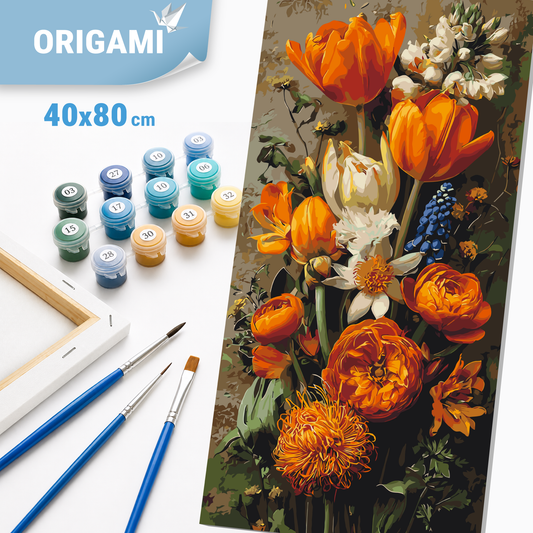 Paint by Numbers on a 40x80 cm frame - Spring Tulips - Flowers - LW 5253