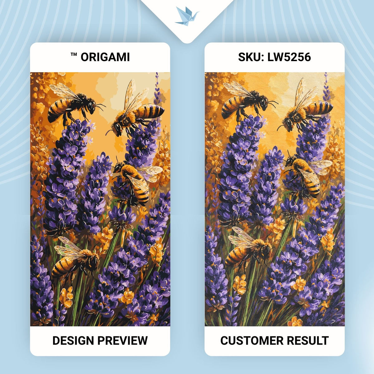Malen nach Zahlen auf Keilrahmen 40×80 cm – Bienen im Lavendel – Landschaft/Blumen/Tiere – LW 5256