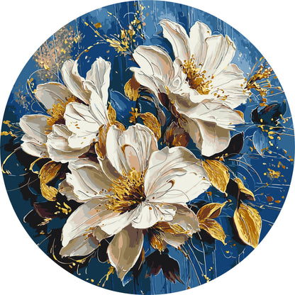 Runde Malen nach Zahlen Ø45 cm – Blumen mit Metallicfarben. Weiße Magnolien OR 2001