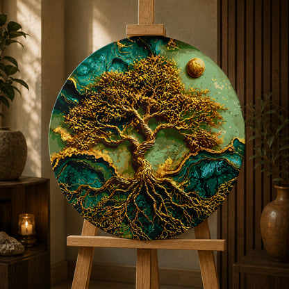 Runde Malen nach Zahlen Ø45 cm – Baum des Weltraums mit Metallicfarben OR 2002