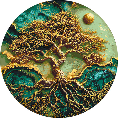 Runde Malen nach Zahlen Ø45 cm – Baum des Weltraums mit Metallicfarben OR 2002