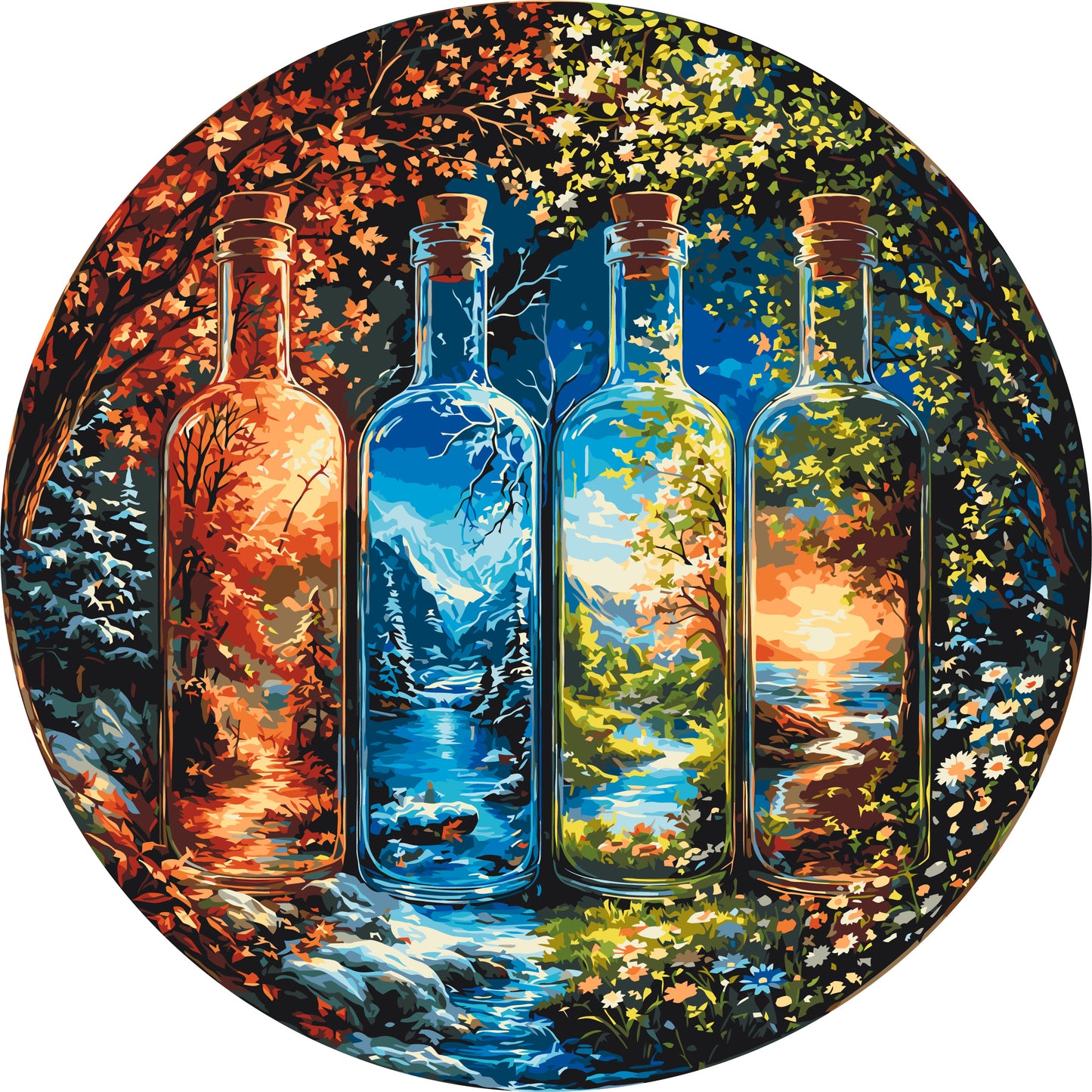 Runde Malen nach Zahlen Ø45 cm – Landschaft. Jahreszeiten OR 2005