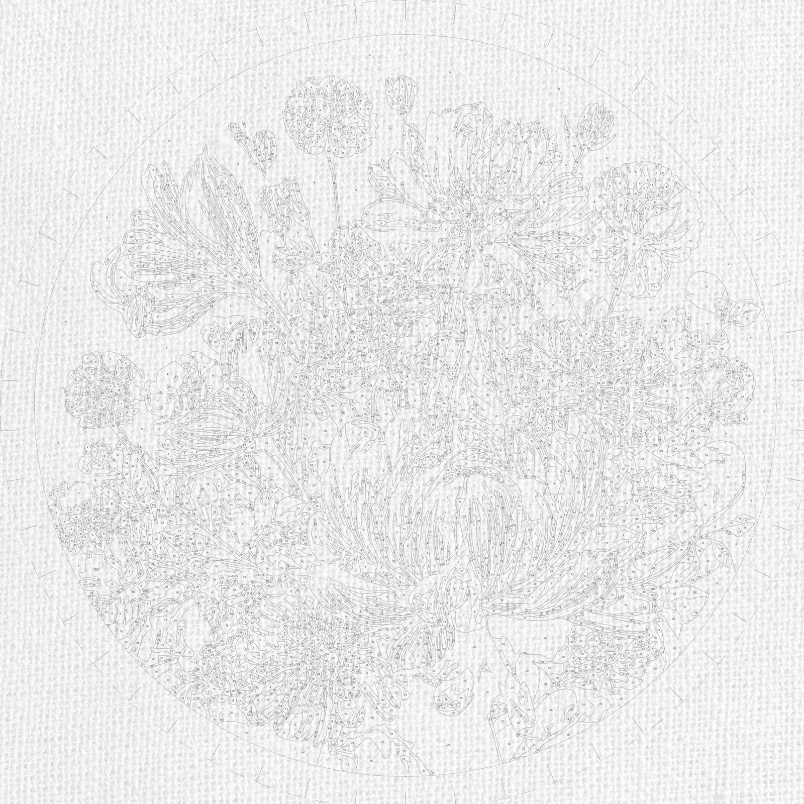 Runde Malen nach Zahlen Ø45 cm – Blumen. Sonniger Strauß OR 2006