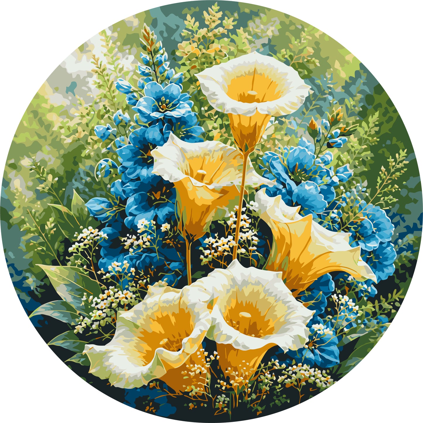 Runde Malen nach Zahlen Ø45 cm – Blumen. Patriotische Callas OR 2009