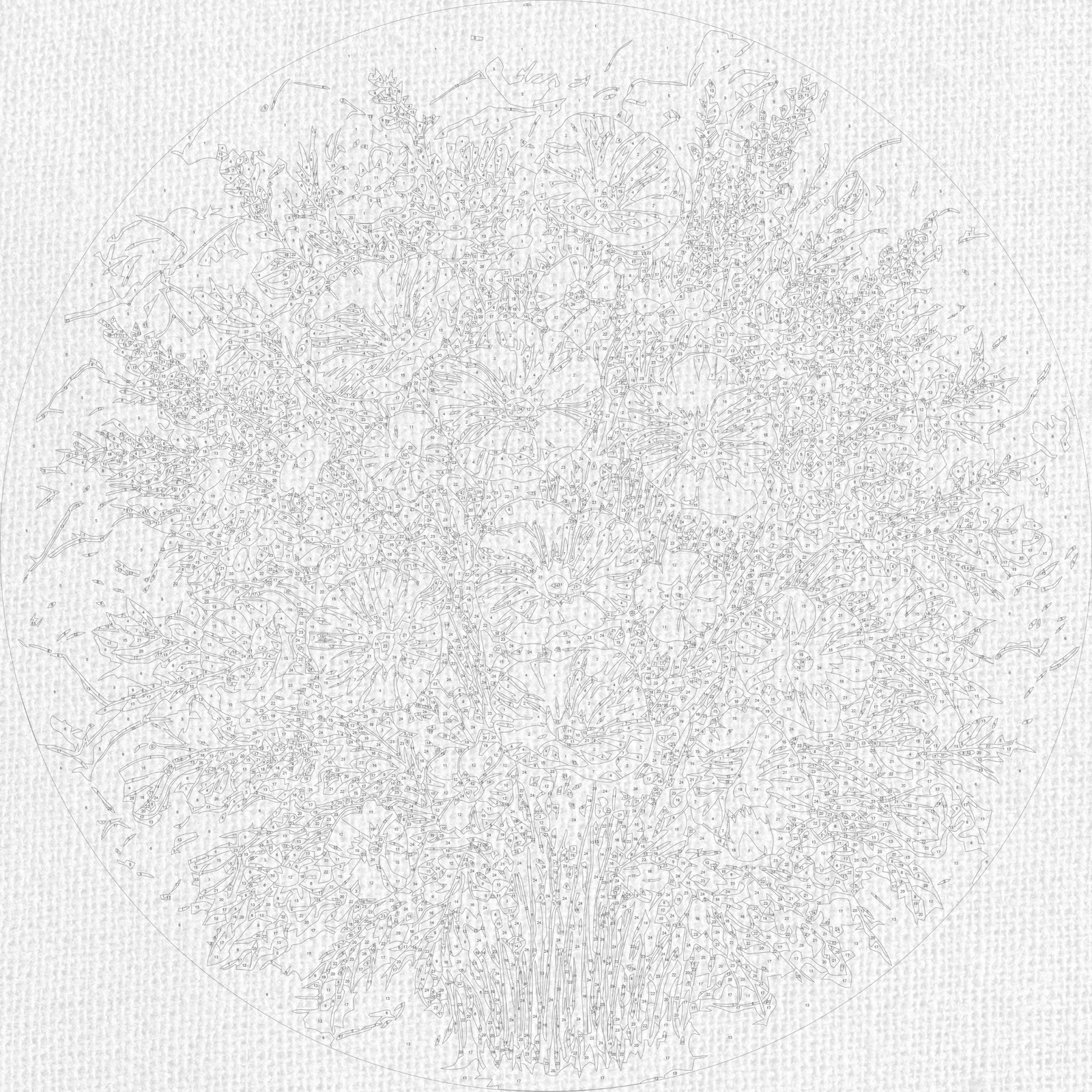 Runde Malen nach Zahlen Ø45 cm – Blumen. Sommerstrauß OR 2011