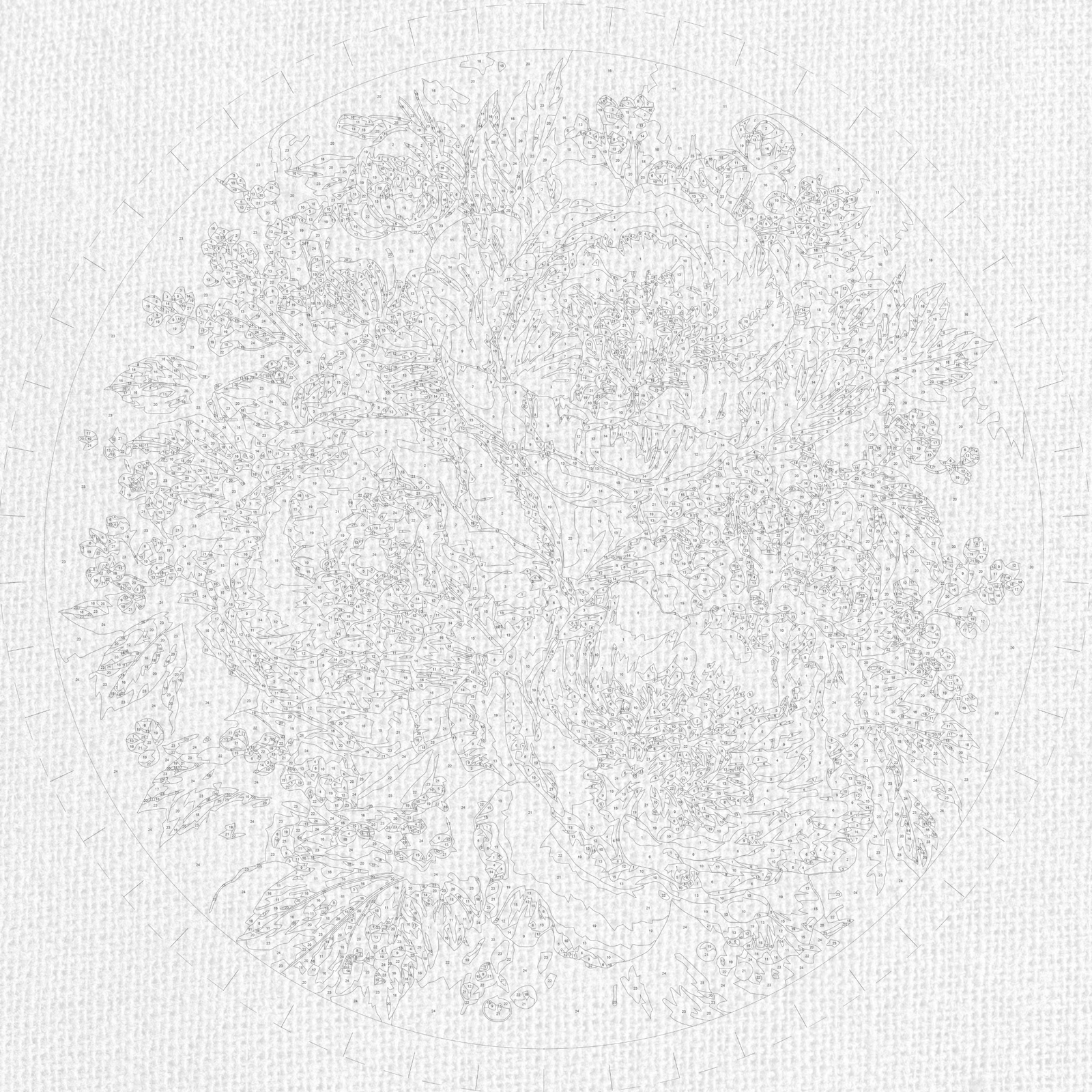 Runde Malen nach Zahlen Ø45 cm – Blumen mit Metallicfarben. Pfingstrosen OR 2014