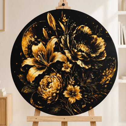 Rundes Malen nach Zahlen Ø45 cm – Lilien und Pfingstrosen mit Metallicfarben – Blumen – OR 2043