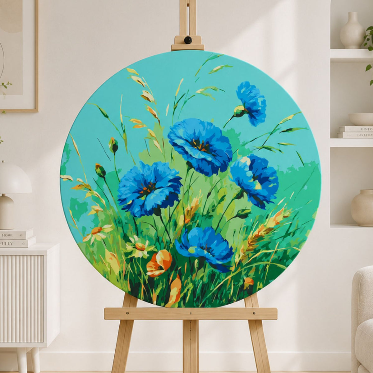 Rundes Malen nach Zahlen – blauer Mohn