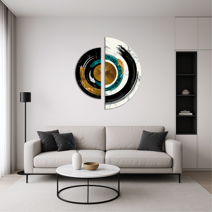 Malen nach Zahlen auf Keilrahmen 70×70 cm – Gleichgewicht der Gegensätze (Halbkreise) mit Metallicfarben OSR 1001