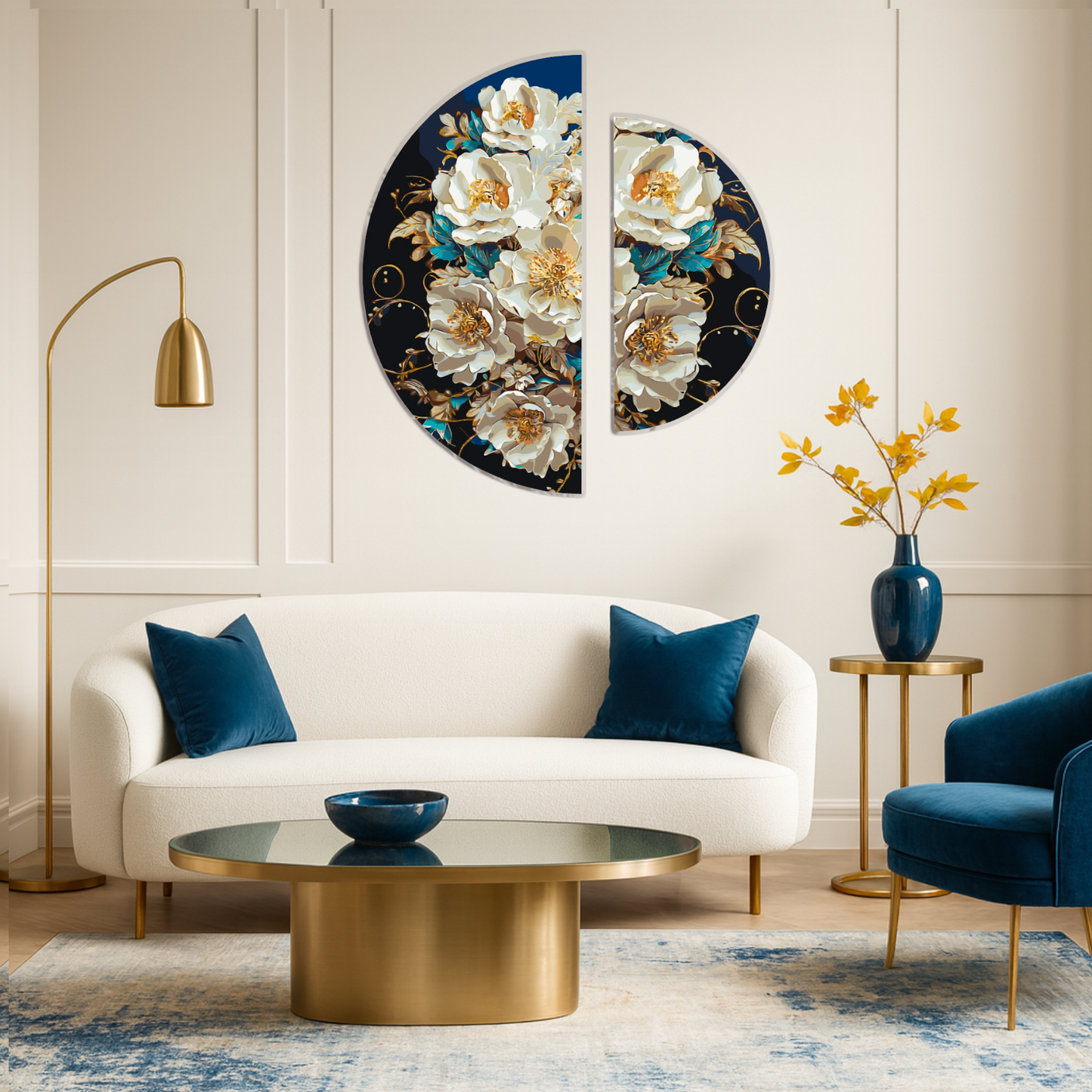 Malen nach Zahlen auf Keilrahmen ⌀50 cm + ⌀70 cm – Blumen mit Metallicfarben. Erhabene Pfingstrosen OSR 1008