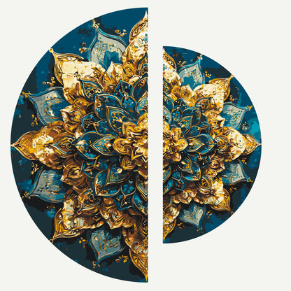 Malen nach Zahlen auf Keilrahmen ⌀50 cm + ⌀70 cm – Blumen mit Metallicfarben. Ornament des Glanzes OSR 1016
