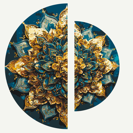 Malen nach Zahlen auf Keilrahmen ⌀50 cm + ⌀70 cm – Blumen mit Metallicfarben. Ornament des Glanzes OSR 1016