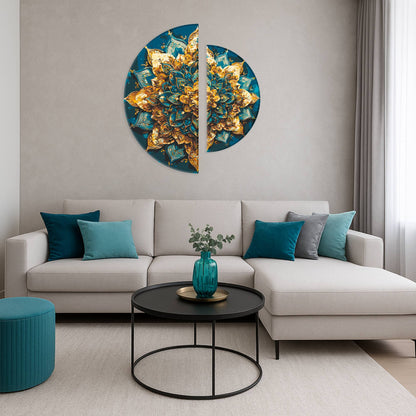 Malen nach Zahlen auf Keilrahmen ⌀50 cm + ⌀70 cm – Blumen mit Metallicfarben. Ornament des Glanzes OSR 1016