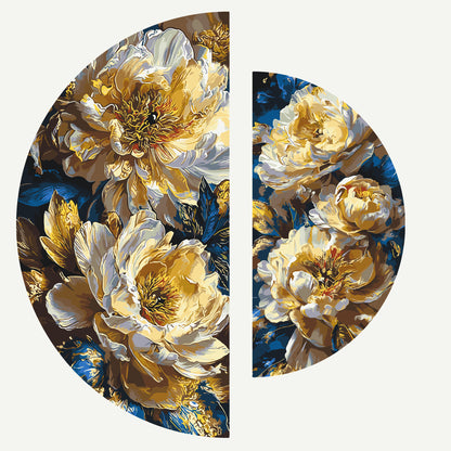 Malen nach Zahlen auf Keilrahmen ⌀50 cm + ⌀70 cm – Blumen mit Metallicfarben. Königliche Pfingstrosen OSR 1017