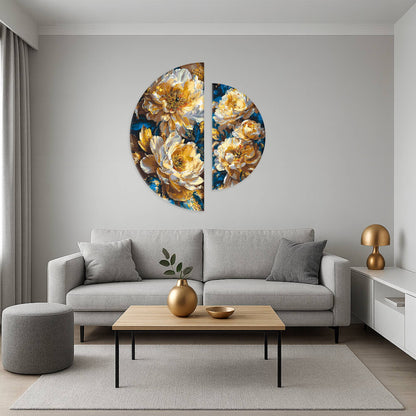 Malen nach Zahlen auf Keilrahmen ⌀50 cm + ⌀70 cm – Blumen mit Metallicfarben. Königliche Pfingstrosen OSR 1017