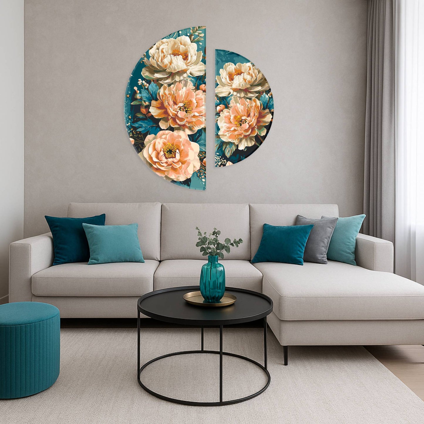Malen nach Zahlen auf Keilrahmen ⌀50 cm + ⌀70 cm – Blumen. Pfirsichblütenblätter OSR 1018
