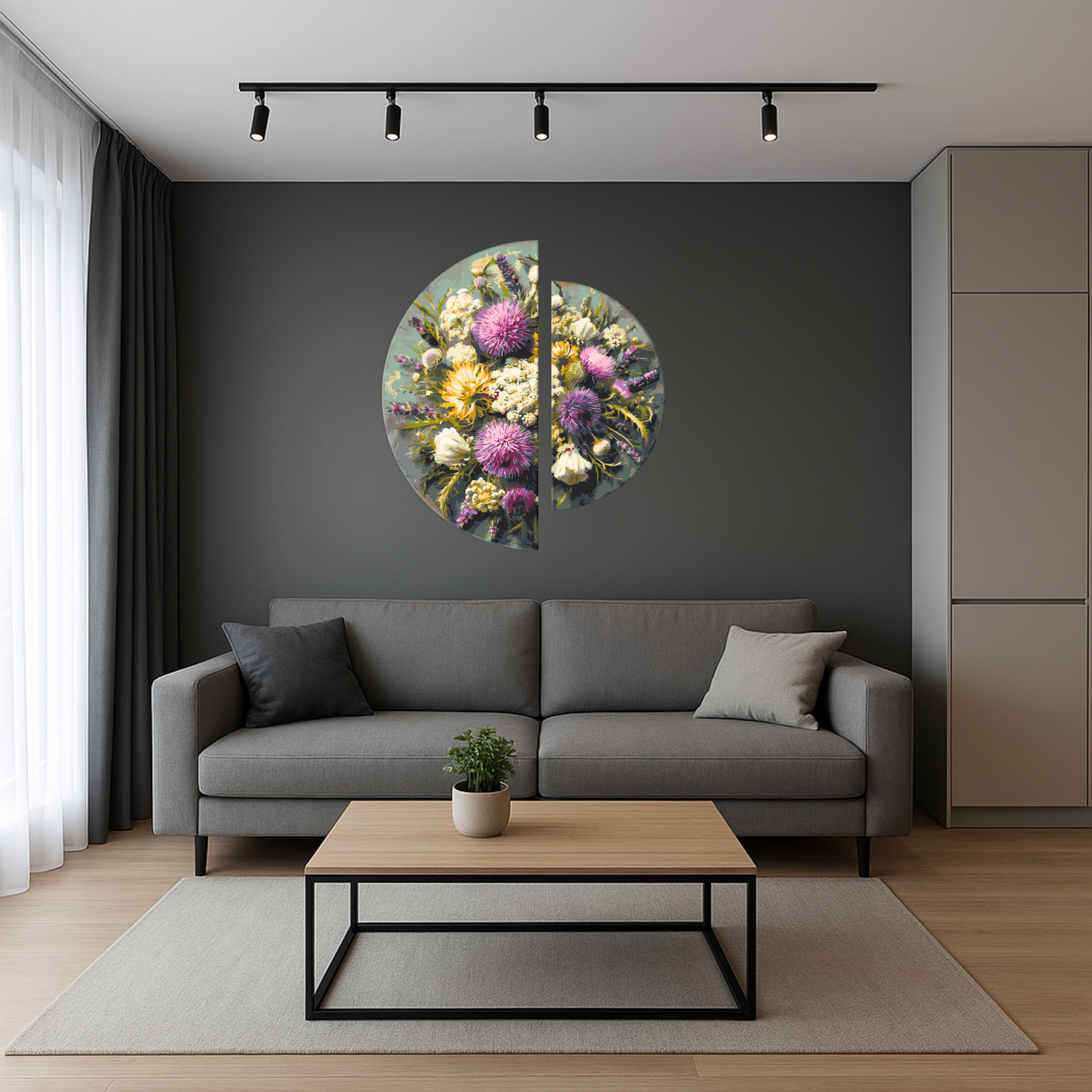 Malen nach Zahlen auf Keilrahmen ⌀50 cm + ⌀70 cm – Blumen. Violetter Sommer OSR 1019
