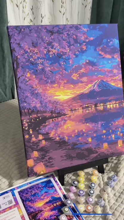 Malen nach Zahlen auf Keilrahmen 40×50 cm – Landschaft mit Metallicfarben LW 3555