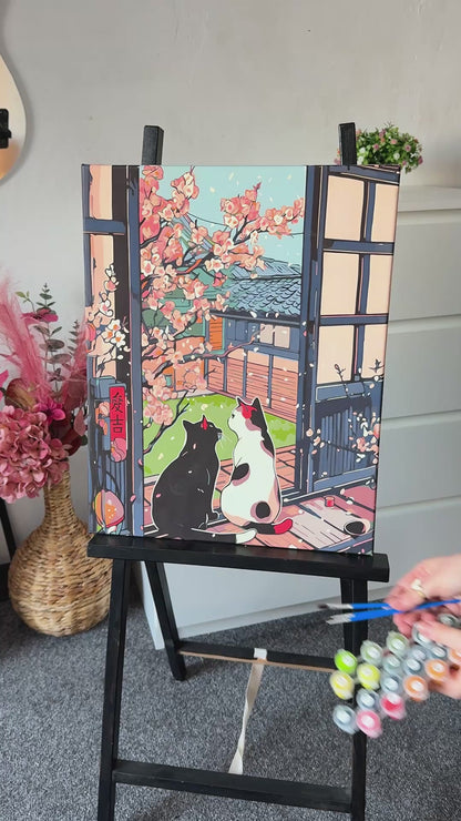 Malen nach Zahlen auf Keilrahmen 40×50 cm – Tiere. Katzen bei der Sakura LW 3404